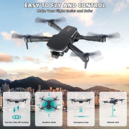 Drones with Camera 1080P, 3 Sides Obstacle Avoidance, RC Quadcopter Mini Foldable Drone Headless Mode, 3-speed Adjustment, One Key Start Return for Kids or Beginners for 42Mins Flight