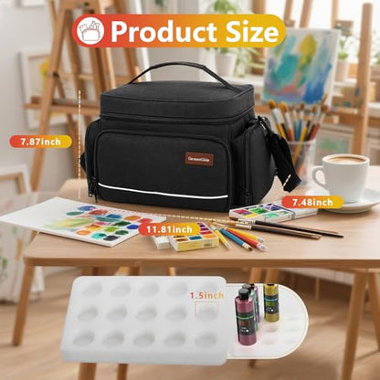 Acrylic Paint Organizer Bag, Art Supply Bag for Watercolor Tubes & Brushes