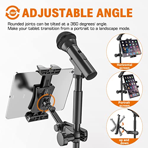Tablet Holder for Microphone Stand, iPad Mount for Sheet Music Stand