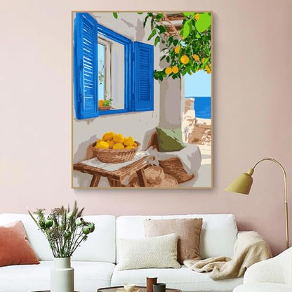 ZRIZQ Paint by Numbers Kit for Adults Beginner,Lemon Tree,16x20 - color: 16"X20"Rolled Canvas(Frameless)-Landscape 2