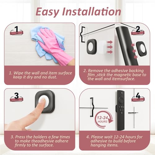 Magnetic Silicone Remote Control Holder Wall Mount for TV Fan 6 Pack - color: 2 Black, 2 White, 2 Gray, size: Square