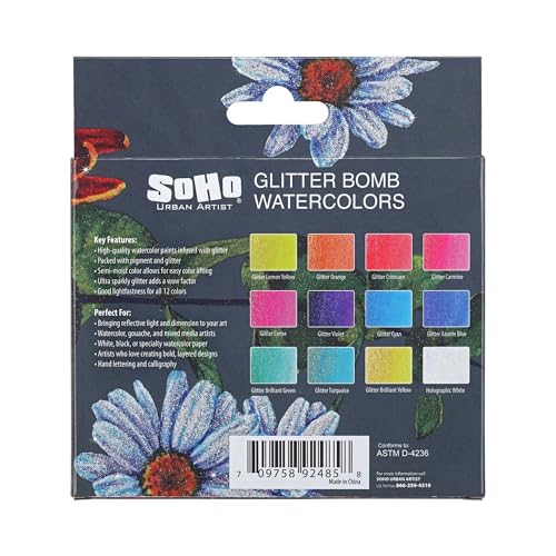 Soho Urban Artist Glitter Bomb Watercolor Paint Set w/12 Colors