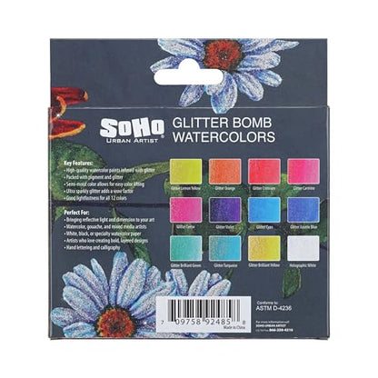 Soho Urban Artist Glitter Bomb Watercolor Paint Set w/12 Colors