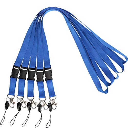 5Pack Blue Neck Lanyards,Quick Release with Clip,Detachable Buckle Hook - color: 5-blue