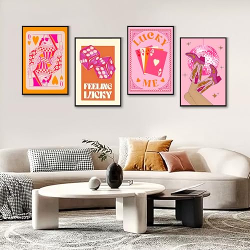 4 Pack Framed Paint by Numbers Kit for Adults, Pink Disco, 8 x 12 Inch - color: TRTDOP4F205