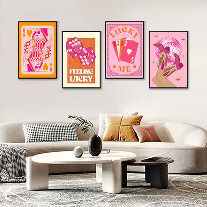 4 Pack Framed Paint by Numbers Kit for Adults, Pink Disco, 8 x 12 Inch - color: TRTDOP4F205