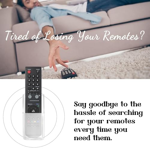 Remote Control Holder Case Wall Mount, Clear Acrylic TV Controller Box, Self Adhesive Remote Caddy, Wall Pen Rack Storage Accessories for Home Office School, White