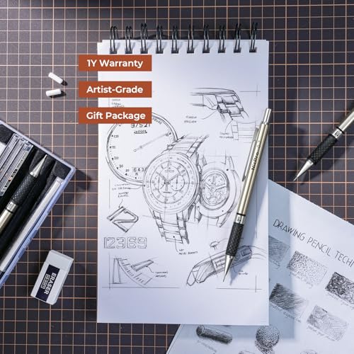 Nicpro Art Mechanical Pencil Set in Case, 4 PCS Metal Drafting Pencil - style: 4 Pack (0.5mm+0.7mm)