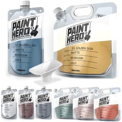 Paint Hero 8 Pack Paint Storage Bags - Airtight Refillable Quart and Gallon Pouches with Funnel