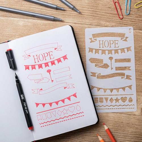 Mr. Pen- Journal Stencils, 4x7 Inch, 12 Pack - style: Journaling Stencils
