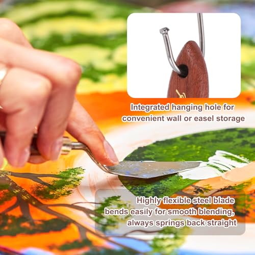 MECCANIXITY Pack of 2 Palette Knife No.24, 7.5" Long with Stainless Steel Flexible Spatula Pallet Knife and Wood Handle for Scraping, Mixing, Oil Acrylic Painting Canvas - style: No.24