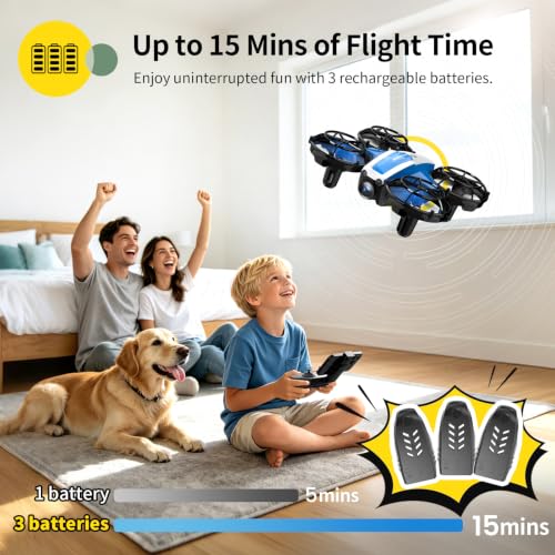 Holy Stone Mini FPV Drone with 1080P HD Camera for Kids & Beginners, RC Nano Quadcopter with Optical Flow Hover, Gesture Control, 3D Flips, 3 Batteries, Great Gift Toy for Boys and Girls, HS210P Blue - color: Blue