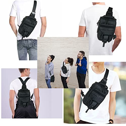 DegeTMVe Dual Pistol Holster Chest Bag Concealed Carry Sling Crossbody Tactical Gun Convertible Backpack Shooting Hunting - color: Black