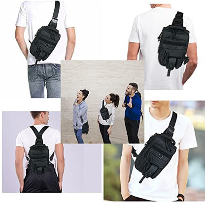 DegeTMVe Dual Pistol Holster Chest Bag Concealed Carry Sling Crossbody Tactical Gun Convertible Backpack Shooting Hunting - color: Black ACU