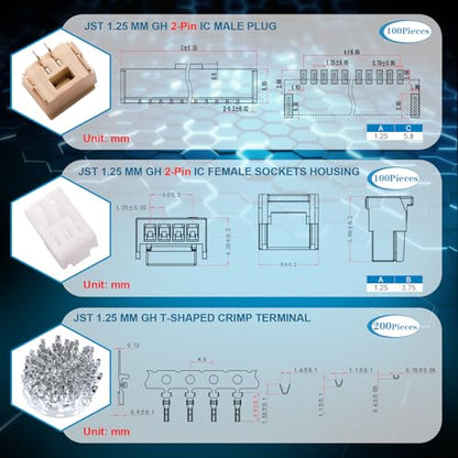 CQRobot JST GH 1.25mm Pitch 2-Pin Electronic Computer Connector Adapter - size: 2P, style: GH