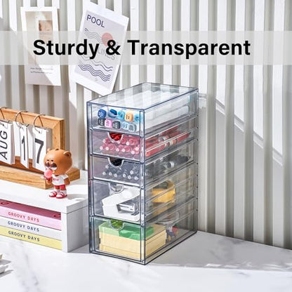 Prsildan Hair Accessories Organizer Acrylic Drawer with 5 Small Drawers - size: 5 Drawers