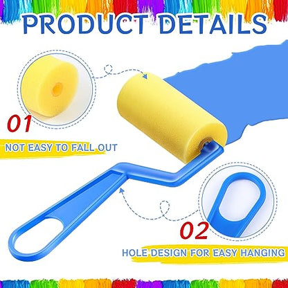 Tenceur 30 Pcs 3 Inch Foam Paint Rollers Painting Sponge Roller, Blue - color: Blue