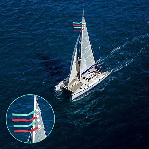 Siifert 4 Sets Nylon Air Flow Tels Flow Rope with 7 Sheets Adhesive Discs Sailboat Wind Direction Indicators for Sail