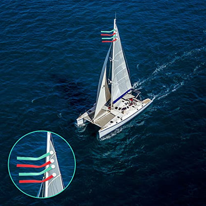 Siifert 4 Sets Nylon Air Flow Tels Flow Rope with 7 Sheets Adhesive Discs Sailboat Wind Direction Indicators for Sail