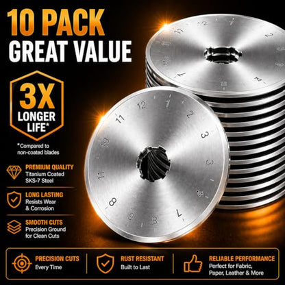 28mm Rotary Cutter Blades 10 Pack SKS-7 Steel - color: 28 MM Silver