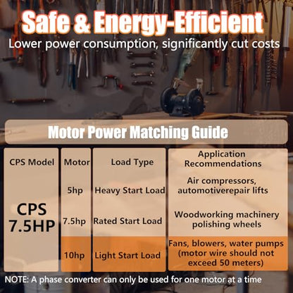 Single Phase to 3 Phase Converter，7.5HP 220V 3 Phase Converter，220V-240V Input/Output Digital Phase Shift for 7.5HP Motor - style: 7.5HP/23A