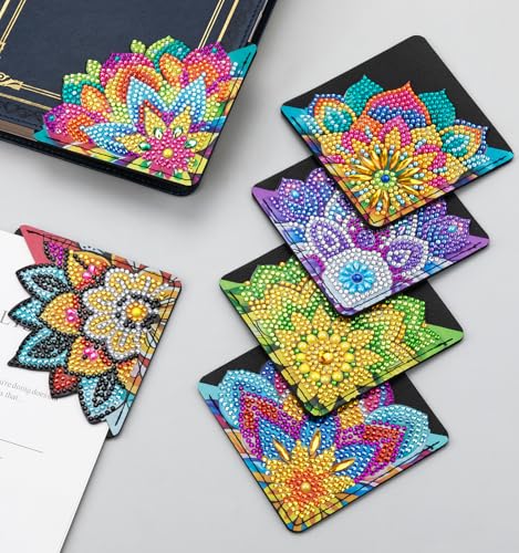 8 PCS Diamond Art Bookmarks, Diamond Painting Bookmarks for Book Lovers - color: Mandala Floral Style E