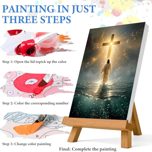 Jesus Paint by Numbers Kit for Adults Framed Canvas 12X16 in, Frameworkless - color: YH02824