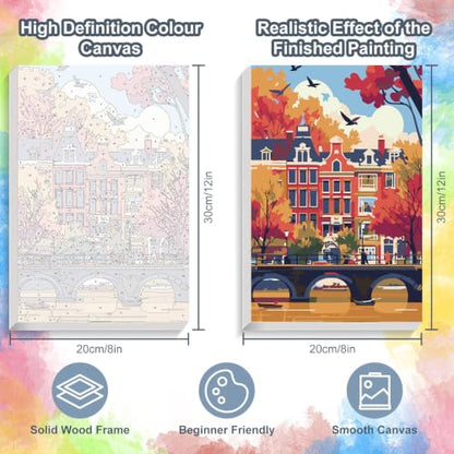 Kalonyth City Framed Paint by Numbers Kit for Adults Beginner 8x12 inch - color: Frame-OP-US01