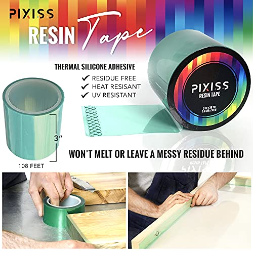 Pixiss Extra Wide Epoxy Mold Release Tape - Polyester Tape for Resin UV Release, Easy Peeling