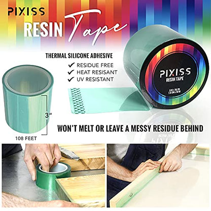 Pixiss Extra Wide Epoxy Mold Release Tape - Polyester Tape for Resin UV Release, Easy Peeling