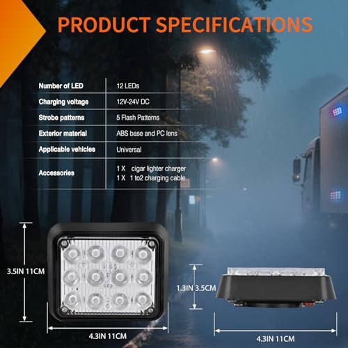 Nilight 12LED Magnetic Wireless Trailer Lights 2PCS Red and Blue - color: 12LED Blue Red