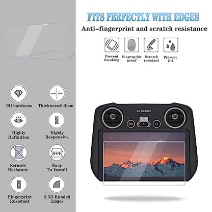 Screen Protector for DJI Mini 3 Pro/Mavic 3 RC and Soft Silicone Case Cover