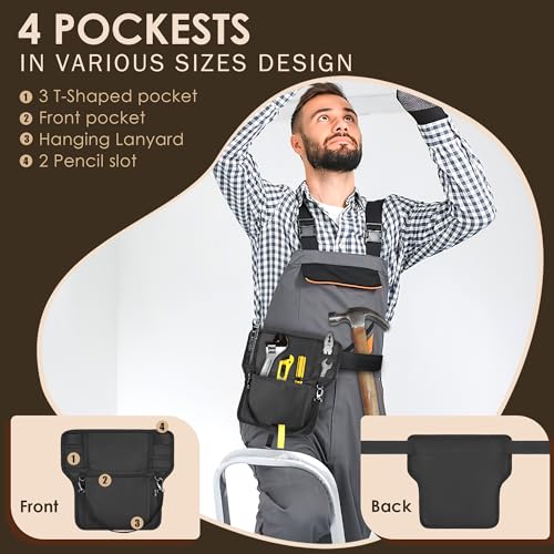 Likesing Server Apron, Serving Apron with Pockets for Waitress, Waiter Waist Tool Pouch Bag with 59'' Adjustable Belt - color: Black-t Shaped