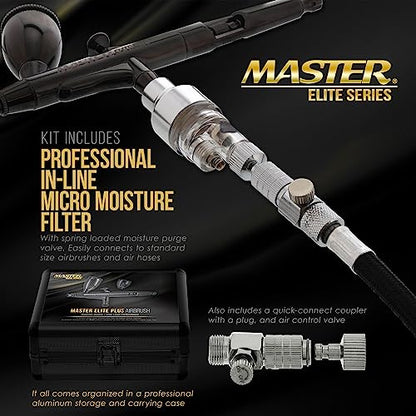 Master Elite Plus Airbrush Set Model 120 Dual Action Airbrush Kit with Case - size: .3mm