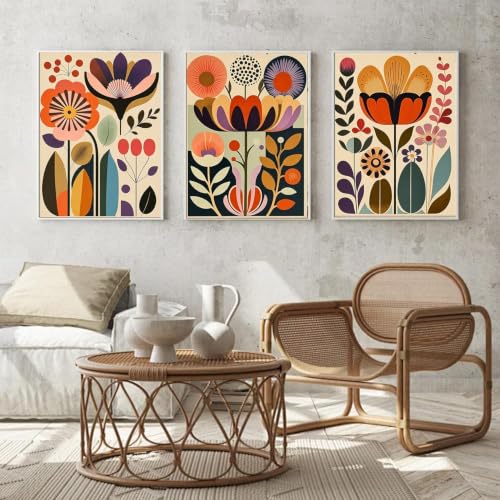 3 Pack Cute Flower Paint by Numbers Kit for Adults Beginner (Without Frame) - color: YH05004
