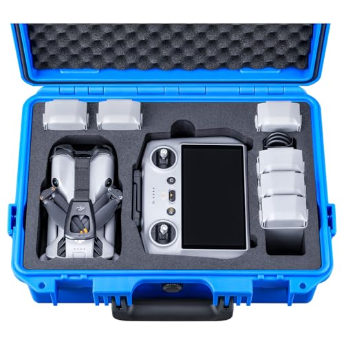 Lykus Titan MM510 Waterproof Hard Case for DJI Mini 5 Pro and RC2/RC-N3, Shoulder Strap Included, Support up to 7 batteries, Blue [CASE ONLY]