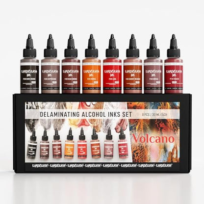 KAMENSKAYA Delaminating Alcohol Ink Set 'Volcano', 8 x 1 fl oz - color: Volcano