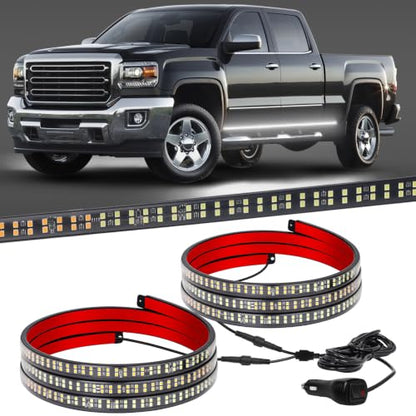 XRIDONSEN 2PCS 70 inch Running Board Emergency Lights White Strobe Lights - color: White