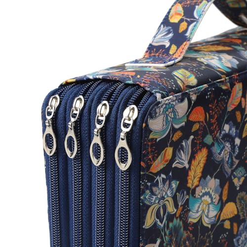 Canvas 300 Slots Pencil Case 4-Layer Zipped Holder w/Handle - color: Retro, size: 300