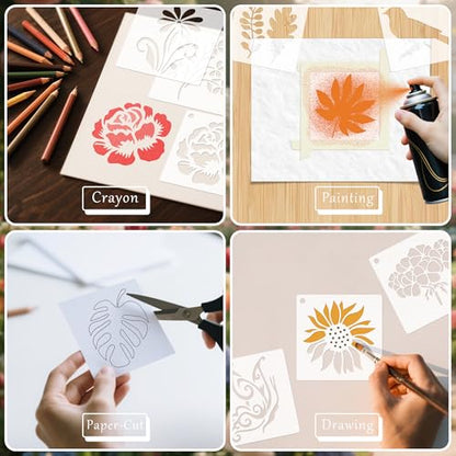 60Pcs Flower Stencils for Painting, Reusable Floral Template - style: Flower B