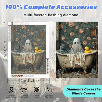 Halloween Diamond Art Kits for Adults,Ghost Bathroom Diamond Painting - color: DP03687