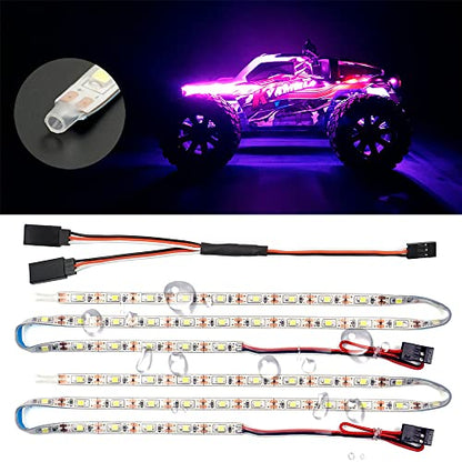 Waterproof LED Light Strips for RC Cars Trucks Airplanes Boats Drones Fixed Wing AR Wing Model Underglow Light (Pink) - color: Pink