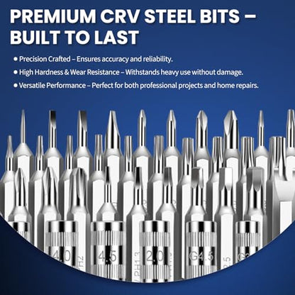 59Pcs Multi Bit Precision Screwdriver Set with 44 CRV Bits & 15 Accessories, Magnetic Small Electronics Repair Tool Kit with Ergonomic Handle & Storage Case/Repair Tool Bag - color: 58 Pcs