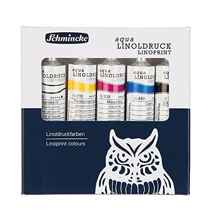 Schmincke Aqua lindoprint, Linoleum Printing Set 5 x 20 ml, 82 005 097