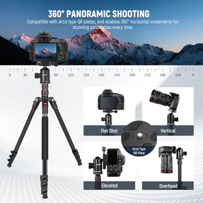 NEEWER 77 Inch Camera Tripod Monopod for DSLR & Phone, Aluminum, TP77 - style: Travel Tripod