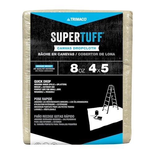 Trimaco 58905 SuperTuff 8 oz Premium Contractor Grade Heavyweight Canvas Drop Cloth, 4-feet x 5-feet - size: 4-feet x 5-feet, style: 4-feet x 5-feet