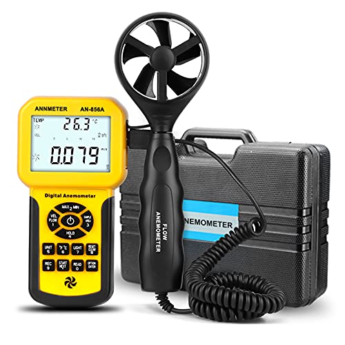 HVAC Air Flow CFM Meter, AIOMEST Pro Anemometer Split Wind Sensor AI-856A - color: Canary