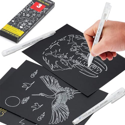 MARTCOLOR White Gel Pens, 3 Pack 0.5mm Extra Fine Point White Gel ink Pens - style: White - 0.5mm