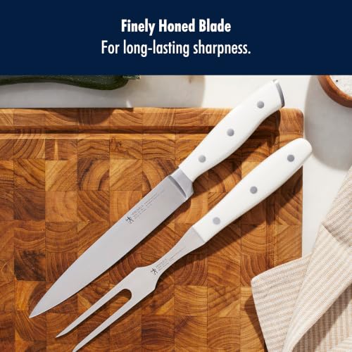 HENCKELS Forged Accent Razor-Sharp 2-pc Carving Knife Set, White Handle, German Engineered Informed by 100+ Years of Mastery - color: White