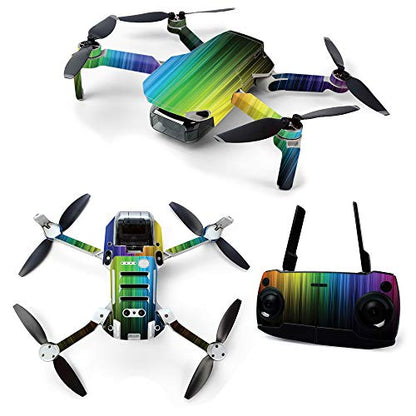 MightySkins Skin for DJI Mavic Mini Portable Drone Quadcopter - Rainbow Streaks | Protective, Durable, and Unique Vinyl Decal wrap cover | Easy To Apply, Remove, and Change Styles | Made in the USA, Model Number: DJMAVMIN-Rainbow Streaks - color: Rainbow